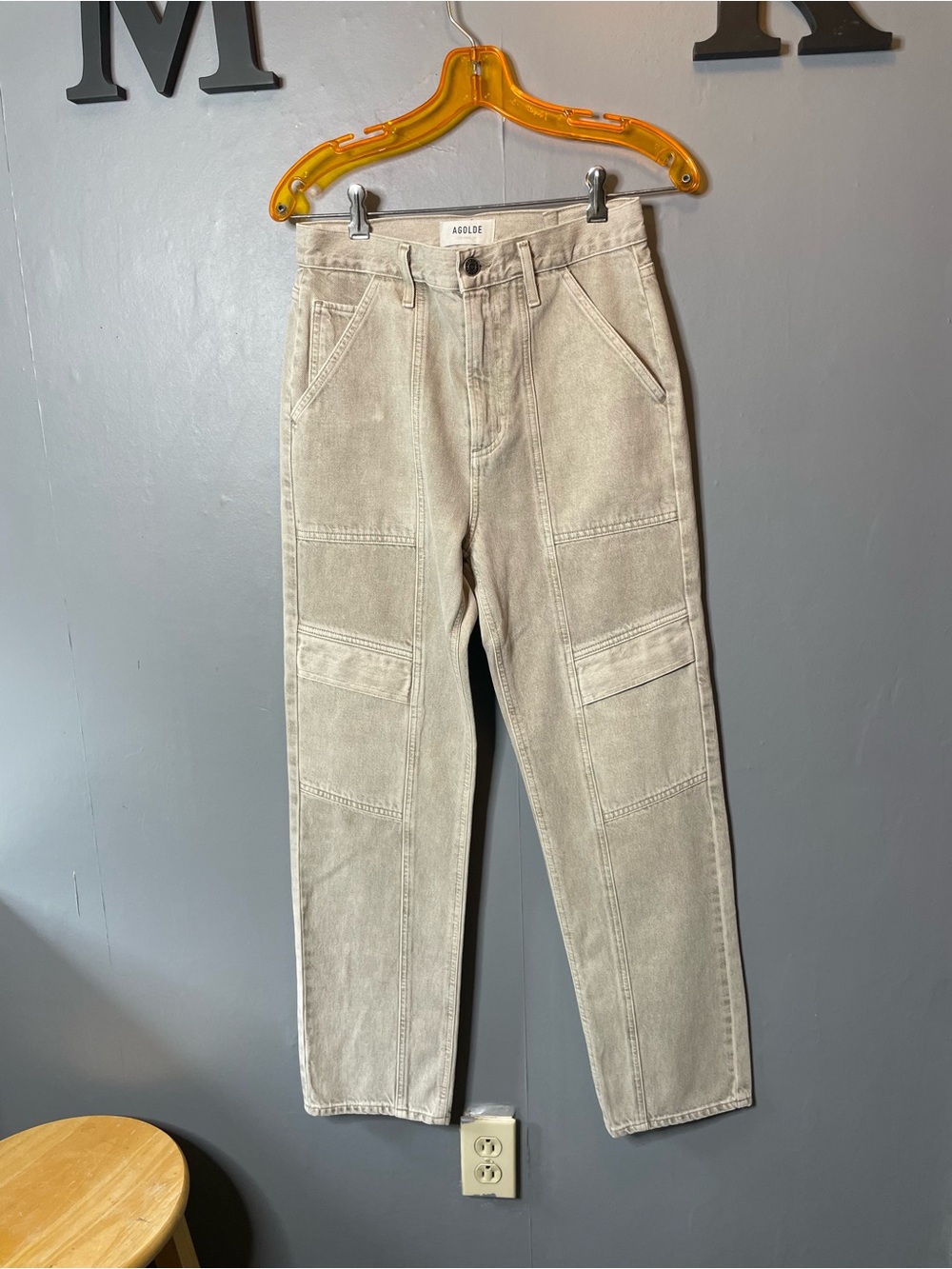 Agolde women's Cooper Cargo straight leg pants in Drab size 28‎